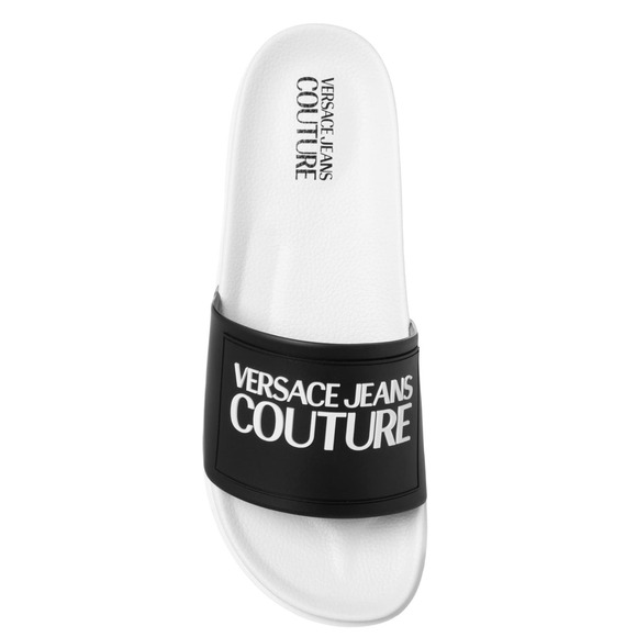 Versace Jeans Couture Men's Logo Slides‎ White/Black Sandals NWT - Size 42 = 9US - Picture 2 of 7